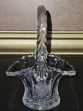 Vintage Bride’s Basket Duncan Miller Clear Crystal Etched Floral Detail